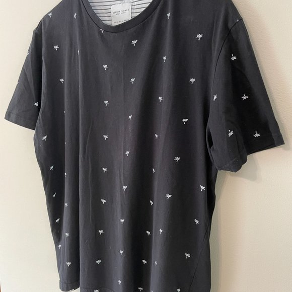 Denim & Flower Ricky Singh Men's L Black S/S Palm Slim Fit Shirt Top Tee - Picture 6 of 9